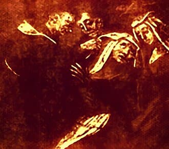 Siervo de Dios Padre Samuel de Farnese (nombre religioso) realizando un exorcismo. Nombre de nacimiento Andrea Platoni. Pintura del Sagrado Retiro de San Francisco o también llamado Convento de San Francisco de Bellegra (Roma) Autor desconocido.