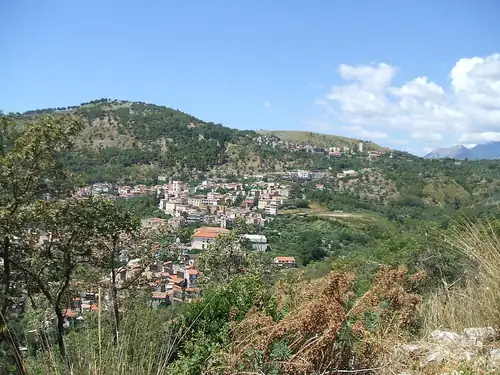 View of Santi Cosma e Damiano (LT) and Ventosa town center, Provincia di Latina, Regione Lazio (Latina Province, Latium Region, Italy).