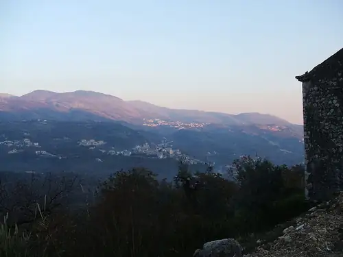 View of Ausonia town center and, on the back, Coreno town center; Provincia di Frosinone, Regione Lazio (Frosinone Province, Latium Region, Italy).
